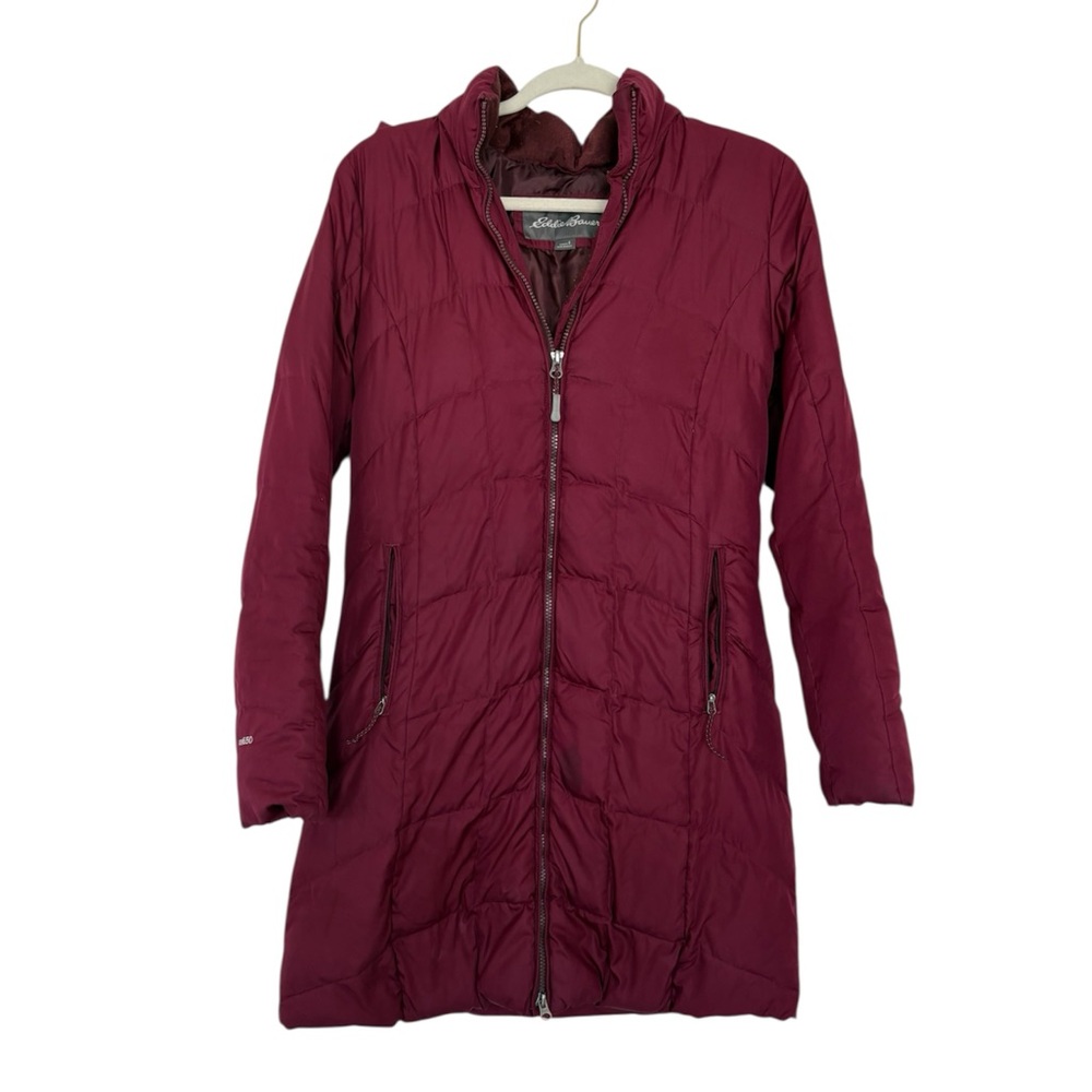 Eddie Bauer eb650 Down Long Parka Burgundy Classic Puffer Coat Long Womens Small